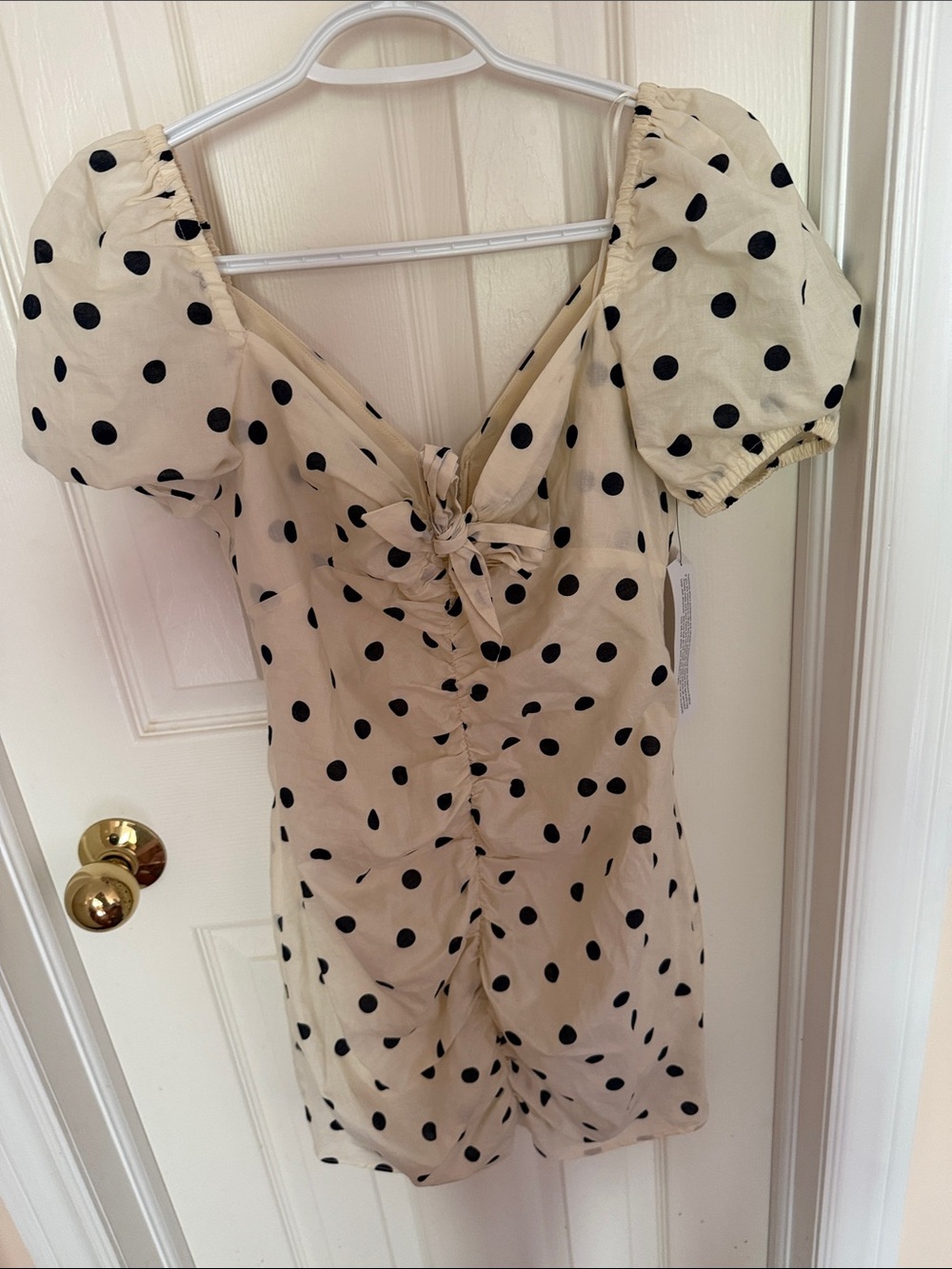 Topshop Cream Mini Dress with Black Polka Dots